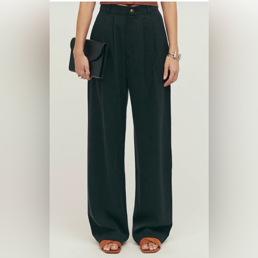 Reformation black mason trouser pants (petite)